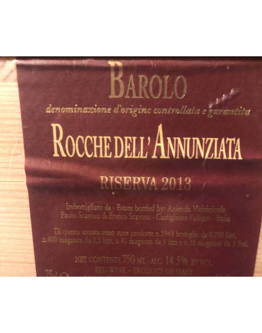 Barolo Rocche dell'Annunziata Riserva Paolo Scavino 2013